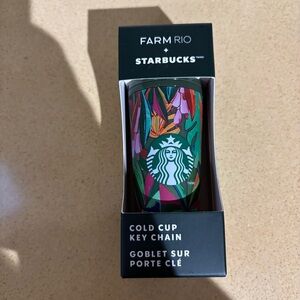 Starbucks X FARM Rio Cold Cup Keychain Green Floral Brazil Tropical Mini Tumbler